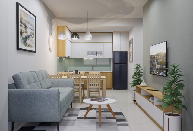 Thiết kế nội thất căn hộ The Sun Avenue 2 phòng ngủ