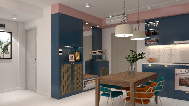 Thiết kế thi công nội thất căn hộ Palm Heights 2 phòng ngủ – quận 2 TP.HCM