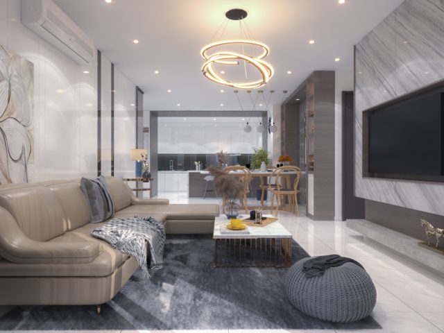 Dự án thiết kế nội thất căn hộ 3 phòng ngủ chung cư Sunwah Pearl