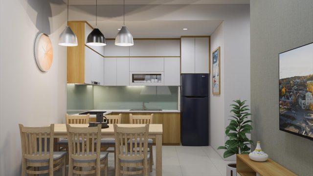 3 lưu ý khi chọn tủ bếp gỗ căn hộ hiện đại và cách bố trí hợp phong thủy