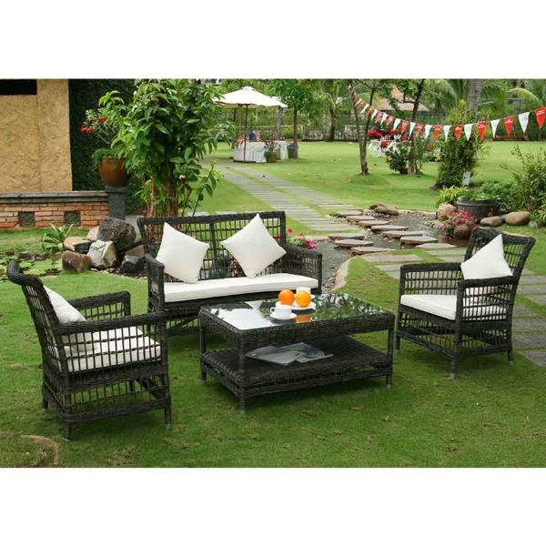 Sofa nhựa giả mây sân vườn