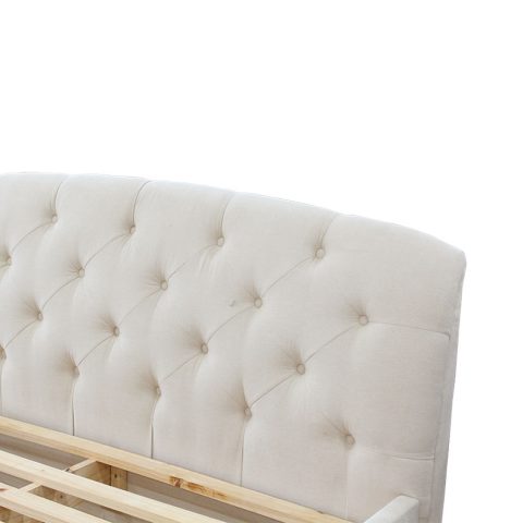 Thiết kế phần đầu giường bo tròn, bọc vải phù hợp phòng ngủ hiện đại