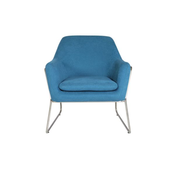 ghế sofa đơn bọc vải àu xanh navy, thoải mái, chân kim loại chắc chắn