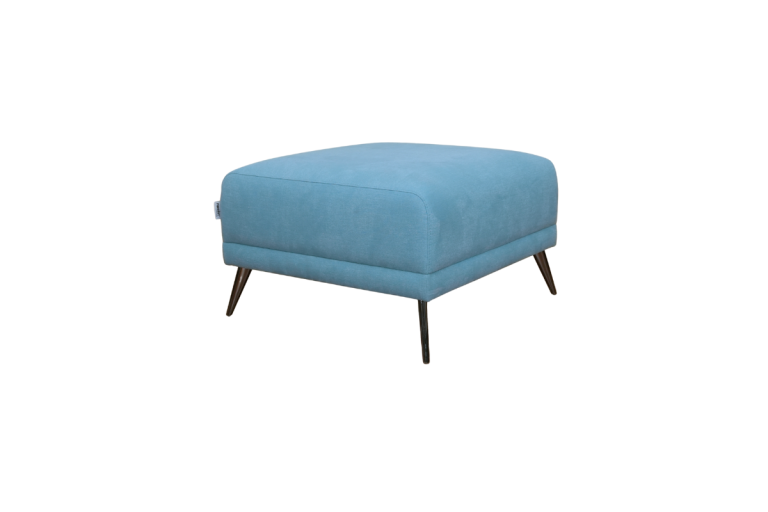 Ghế đôn sofa vải xanh hiện đại, form vuông gọn gàng, dễ phối cùng bộ sofa