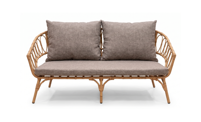 Bộ bàn ghế ngoài trời Catalina khung nhôm vân gỗ mây nhựa