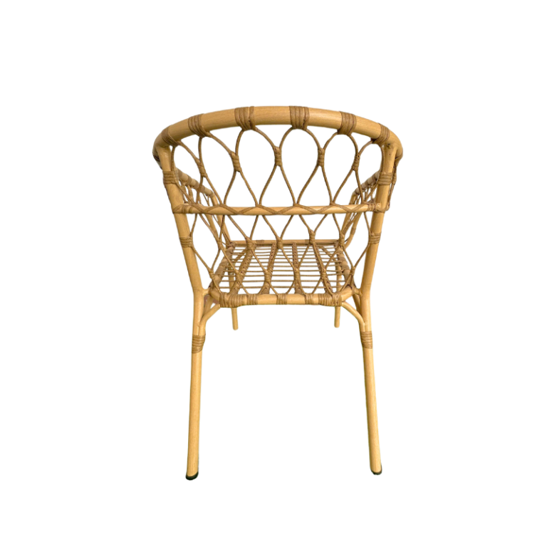 Ghế mây nhựa Catalina khung nhôm giả gỗ thiết kế ngoài trời