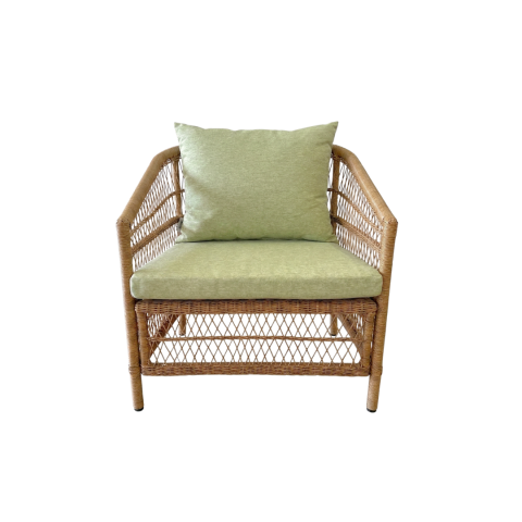 Ghế đơn mây nhựa ngoài trời Pearline đan sợi tròn và bán nguyệt bền đẹp