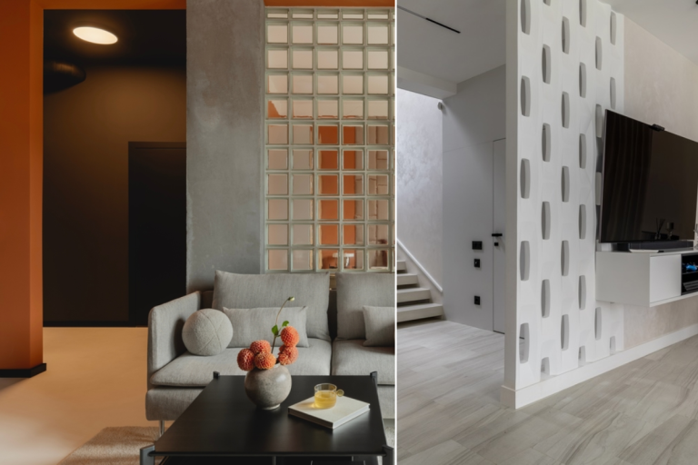 Không gian phòng khách bị chia nhỏ bởi quá nhiều vách ngăn gỗ, gây cảm giác chật chội và cản trở ánh sáng tự nhiên.