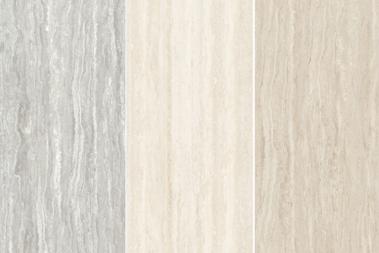 Cận cảnh đá Travertine tự nhiên với họa tiết vân dọc đặc trưng